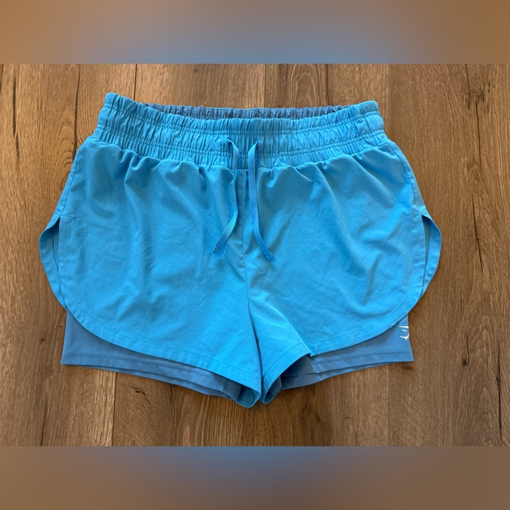 Gymshark Women’s 2 in 1 Running Athletic Shorts Blue Size XL